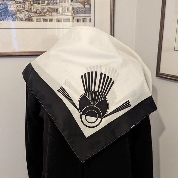 Vintage Square Black and White Bird Scarf - Picture 1 of 4